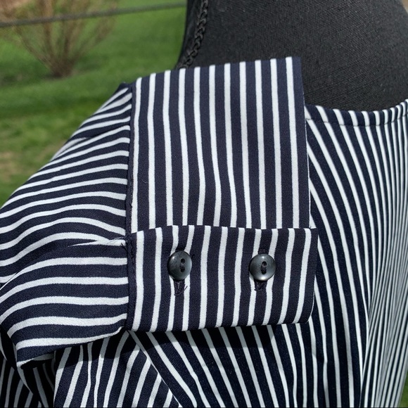 Ann Taylor Factory M Navy Stripe LS Blouse - Picture 7 of 12